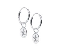 Holly Birth Flower Silver Hoop Earring Charms HO-2706
